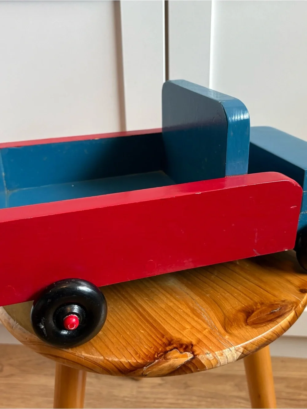 Vintage Handcrafted Painted Wooden Truck De Stijl minimalist style Montessori